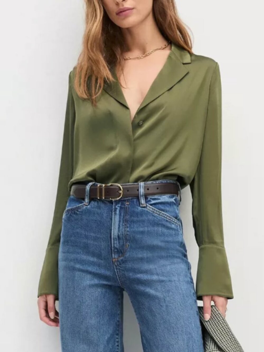 NWT Favorite Daughter The Lily Top XS/S/L Smoketree Green Blouse - Picture 2 of 6